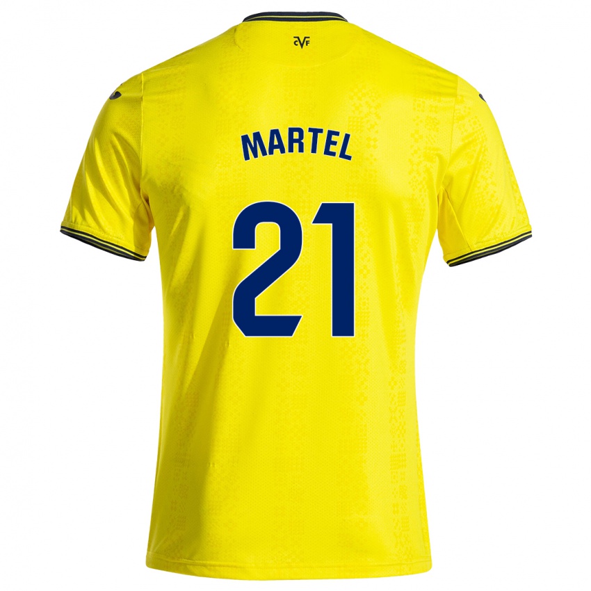 Niño Camiseta Kevin Martel #21 Amarillo Negro 1ª Equipación 2024/25 La Camisa Chile