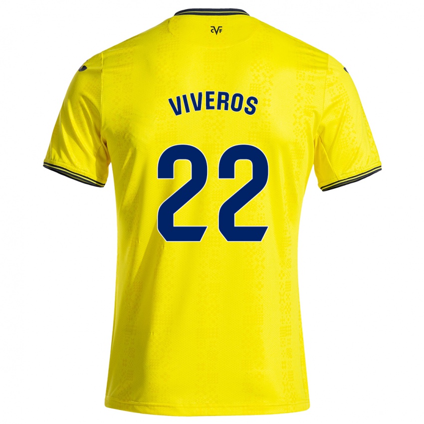 Niño Camiseta Facundo Viveros #22 Amarillo Negro 1ª Equipación 2024/25 La Camisa Chile