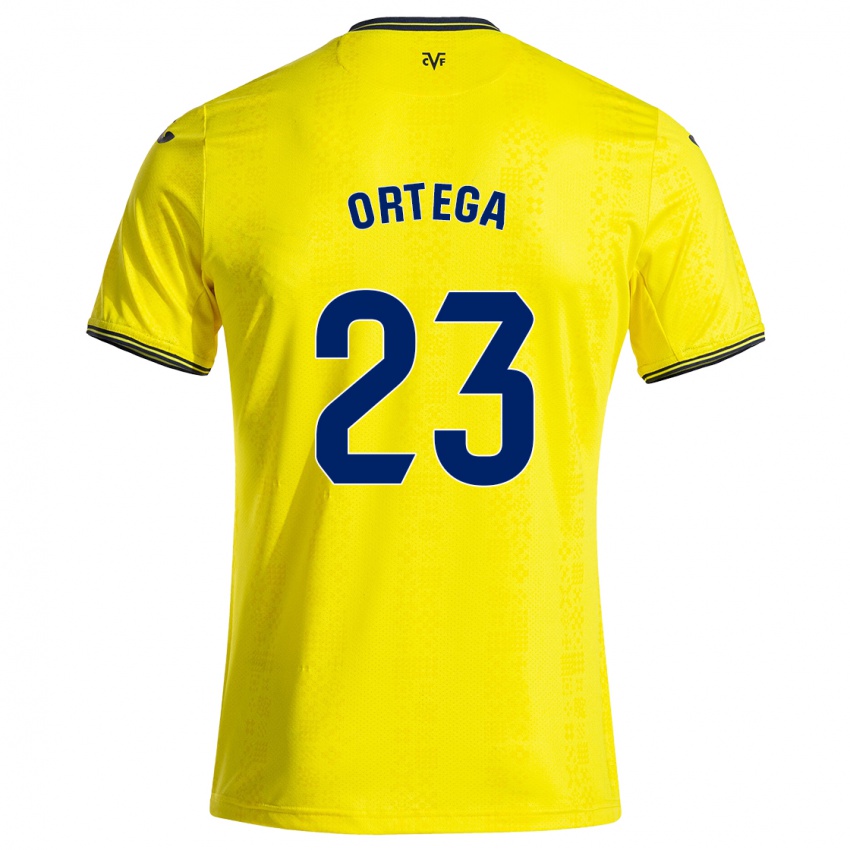 Niño Camiseta Jordi Ortega #23 Amarillo Negro 1ª Equipación 2024/25 La Camisa Chile