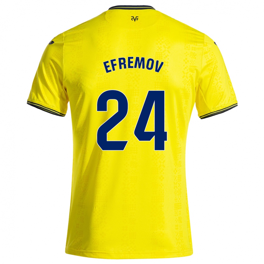 Niño Camiseta Anton Efremov #24 Amarillo Negro 1ª Equipación 2024/25 La Camisa Chile