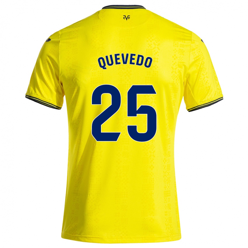 Niño Camiseta Alex Quevedo #25 Amarillo Negro 1ª Equipación 2024/25 La Camisa Chile