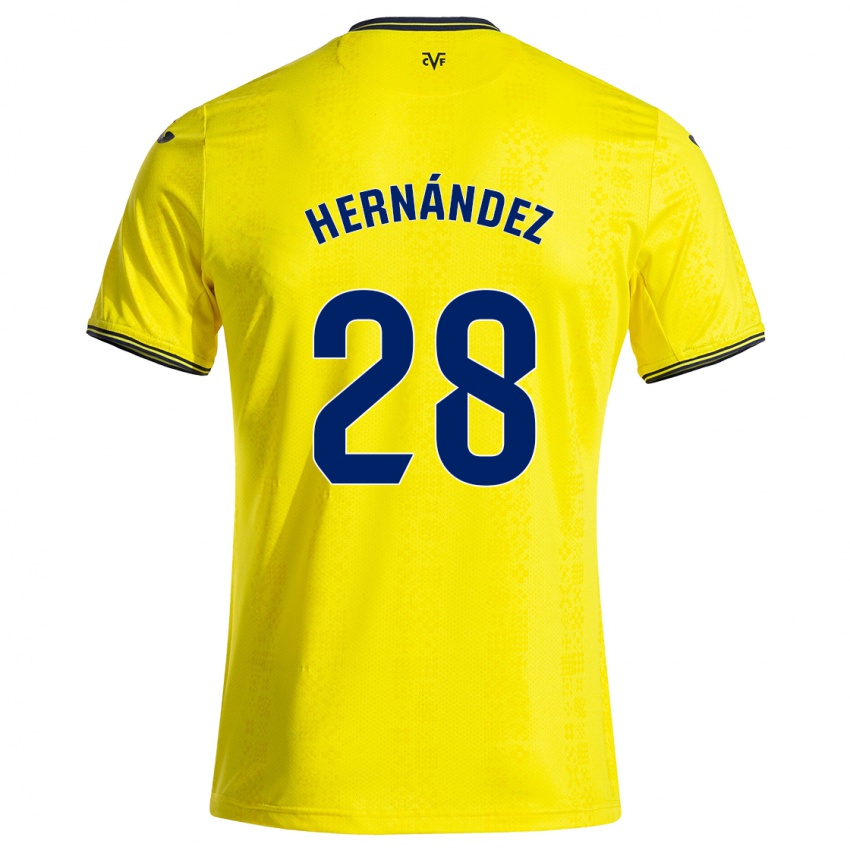 Niño Camiseta Gerard Hernández #28 Amarillo Negro 1ª Equipación 2024/25 La Camisa Chile