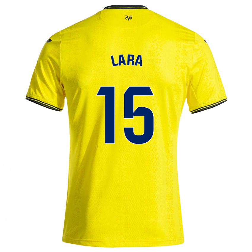 Niño Camiseta Francisca Lara #15 Amarillo Negro 1ª Equipación 2024/25 La Camisa Chile