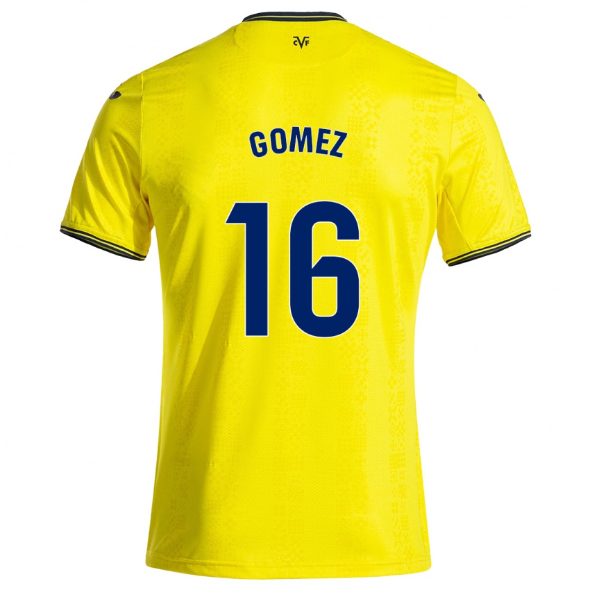 Niño Camiseta Queralt Gómez #16 Amarillo Negro 1ª Equipación 2024/25 La Camisa Chile