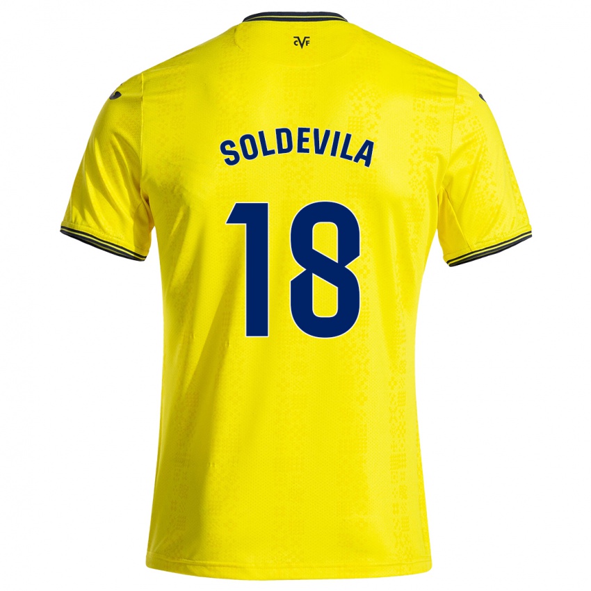 Niño Camiseta Paola Soldevila #18 Amarillo Negro 1ª Equipación 2024/25 La Camisa Chile