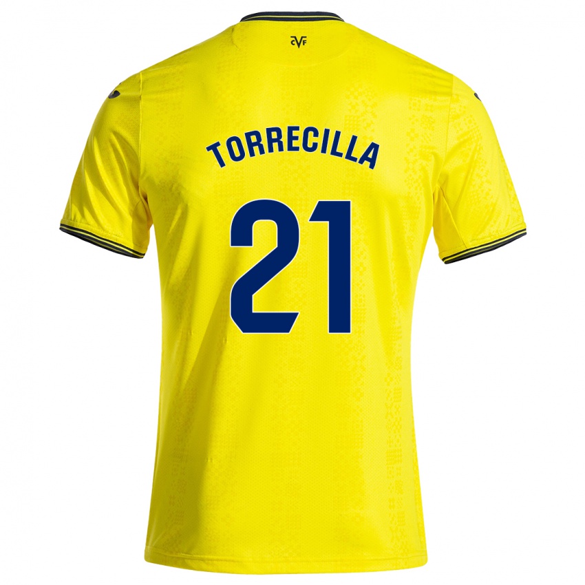 Niño Camiseta Virginia Torrecilla #21 Amarillo Negro 1ª Equipación 2024/25 La Camisa Chile