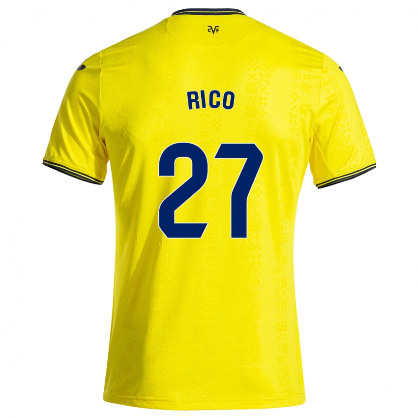 Niño Camiseta Vera Rico #27 Amarillo Negro 1ª Equipación 2024/25 La Camisa Chile