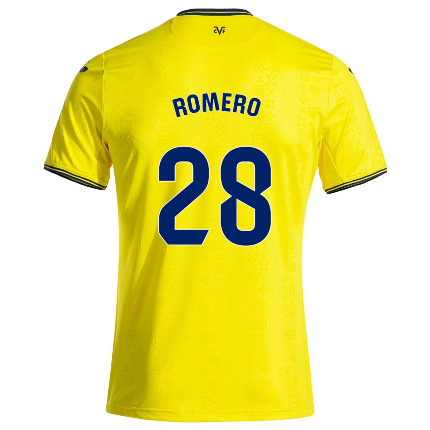 Niño Camiseta María Romero #28 Amarillo Negro 1ª Equipación 2024/25 La Camisa Chile