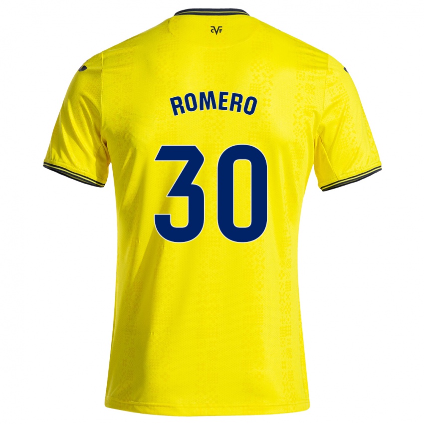 Niño Camiseta Lucía Romero #30 Amarillo Negro 1ª Equipación 2024/25 La Camisa Chile