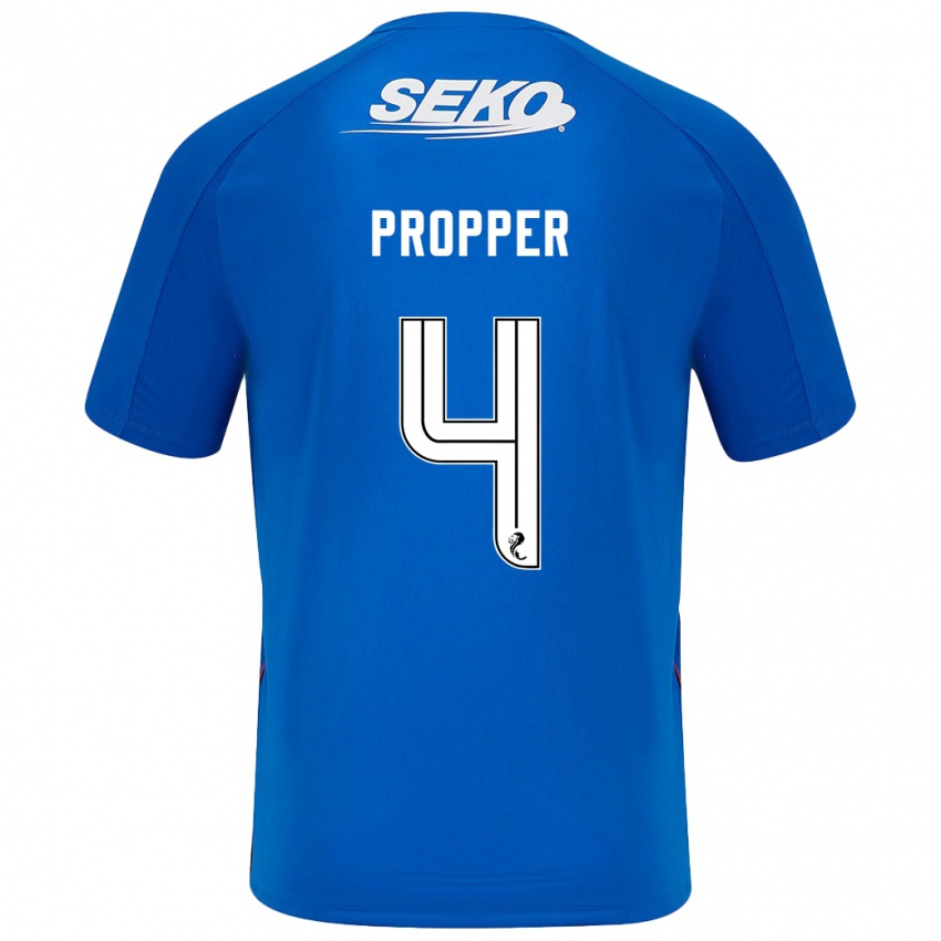 Niño Camiseta Robin Pröpper #4 Azul Oscuro 1ª Equipación 2024/25 La Camisa Chile