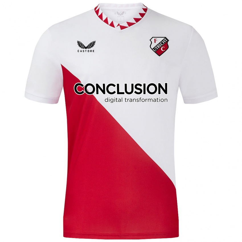 Niño Camiseta Björn Hardley #0 Blanco Rojo 1ª Equipación 2024/25 La Camisa Chile