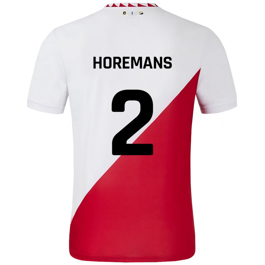 Niño Camiseta Siebe Horemans #2 Blanco Rojo 1ª Equipación 2024/25 La Camisa Chile