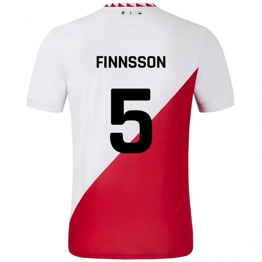 Niño Camiseta Kolbeinn Finnsson #5 Blanco Rojo 1ª Equipación 2024/25 La Camisa Chile