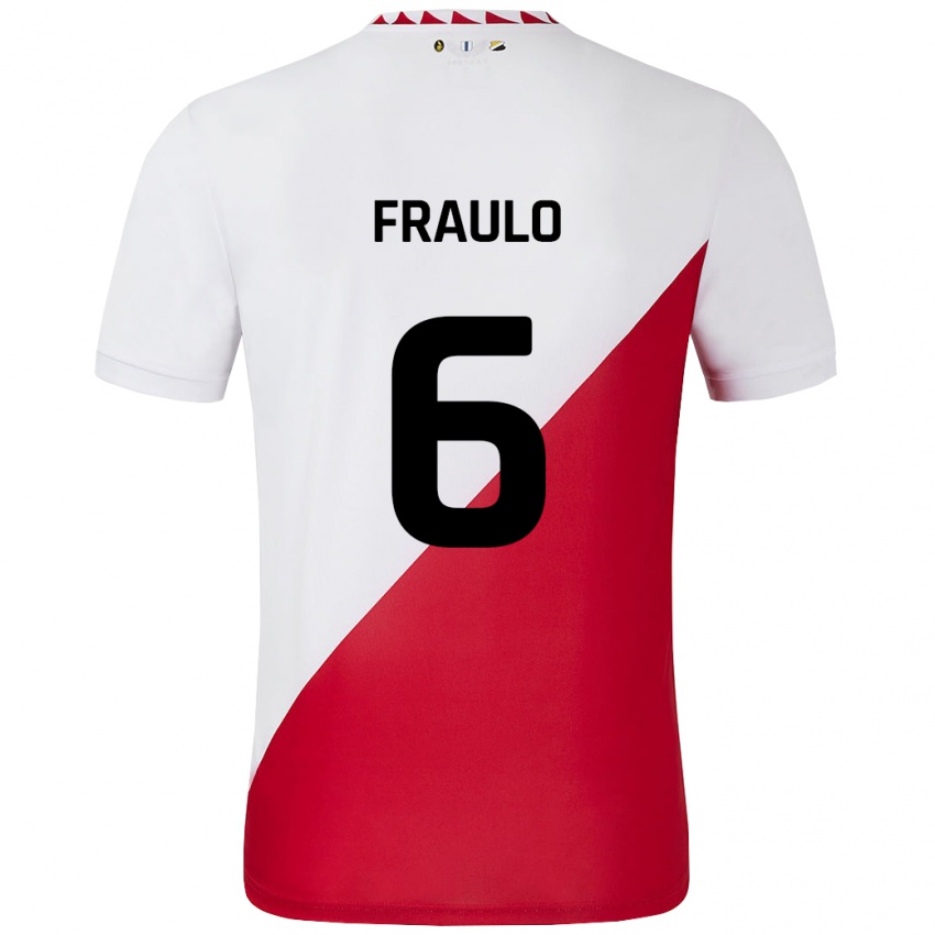 Niño Camiseta Oscar Fraulo #6 Blanco Rojo 1ª Equipación 2024/25 La Camisa Chile