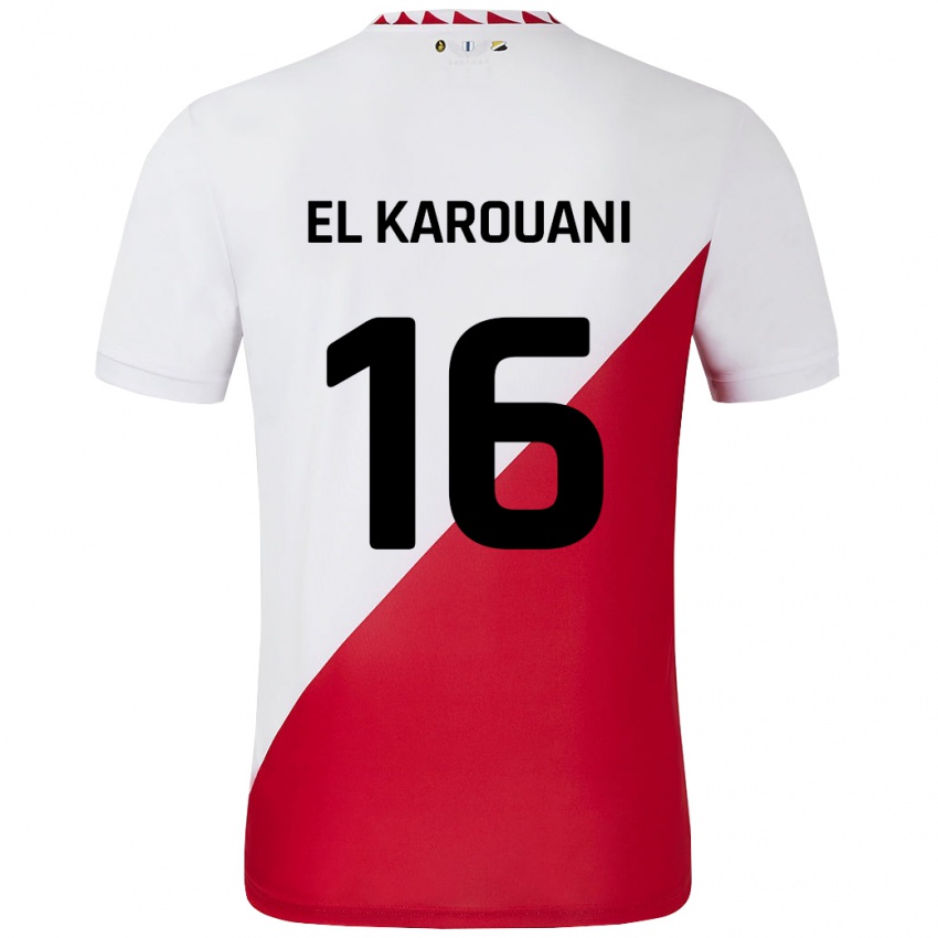 Niño Camiseta Souffian El Karouani #16 Blanco Rojo 1ª Equipación 2024/25 La Camisa Chile