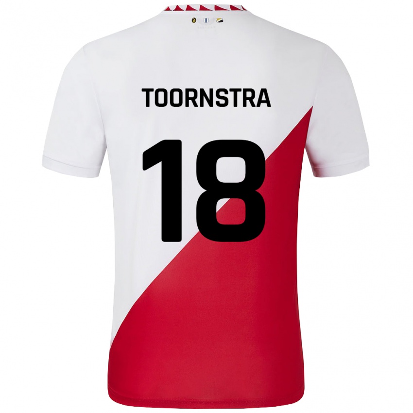 Niño Camiseta Jens Toornstra #18 Blanco Rojo 1ª Equipación 2024/25 La Camisa Chile