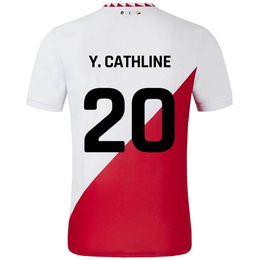 Niño Camiseta Yoann Cathline #20 Blanco Rojo 1ª Equipación 2024/25 La Camisa Chile