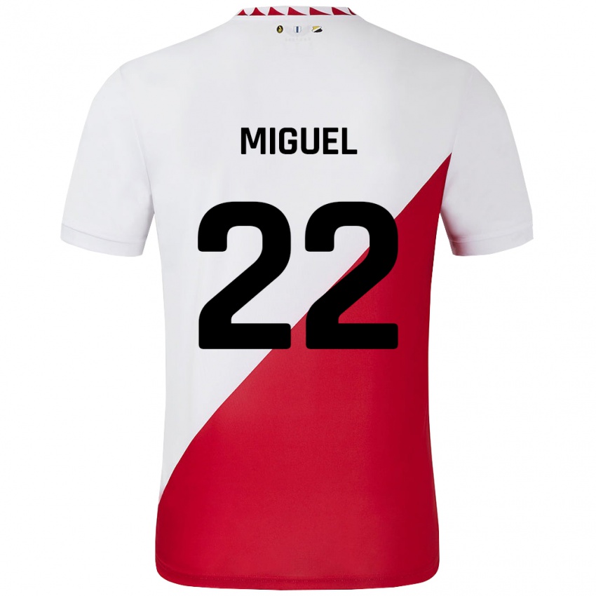 Niño Camiseta Miguel Rodríguez #22 Blanco Rojo 1ª Equipación 2024/25 La Camisa Chile