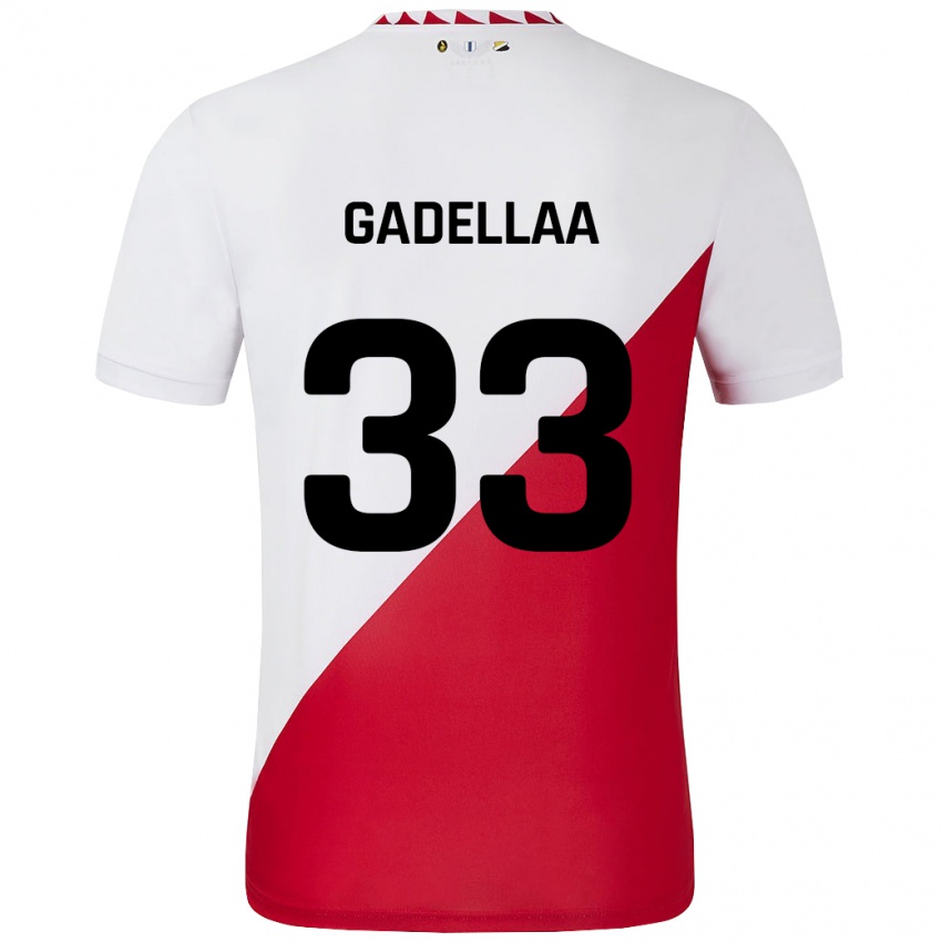 Niño Camiseta Kevin Gadellaa #33 Blanco Rojo 1ª Equipación 2024/25 La Camisa Chile