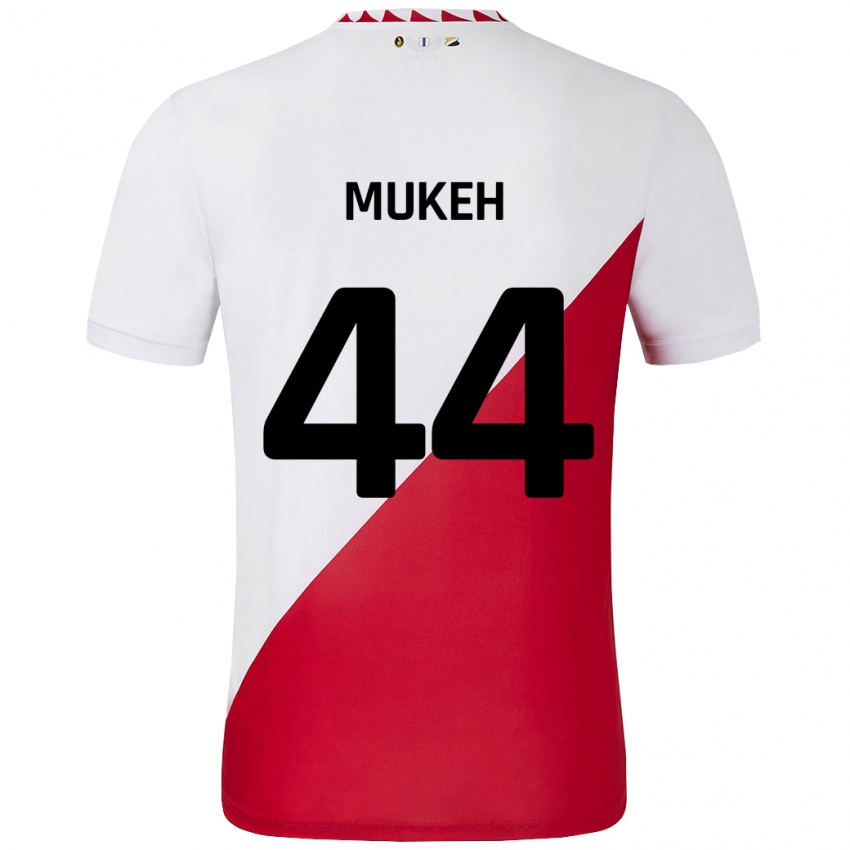 Niño Camiseta Joshua Mukeh #44 Blanco Rojo 1ª Equipación 2024/25 La Camisa Chile