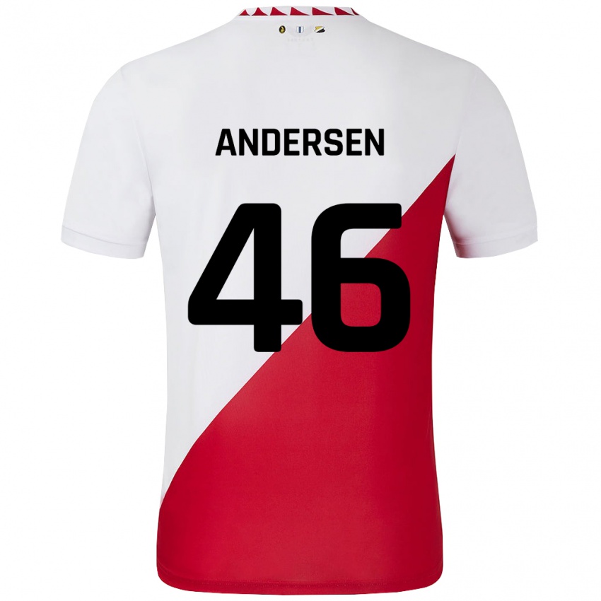 Niño Camiseta Silas Andersen #46 Blanco Rojo 1ª Equipación 2024/25 La Camisa Chile