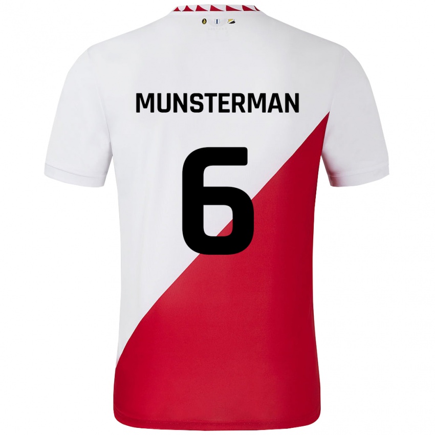 Niño Camiseta Marthe Munsterman #6 Blanco Rojo 1ª Equipación 2024/25 La Camisa Chile