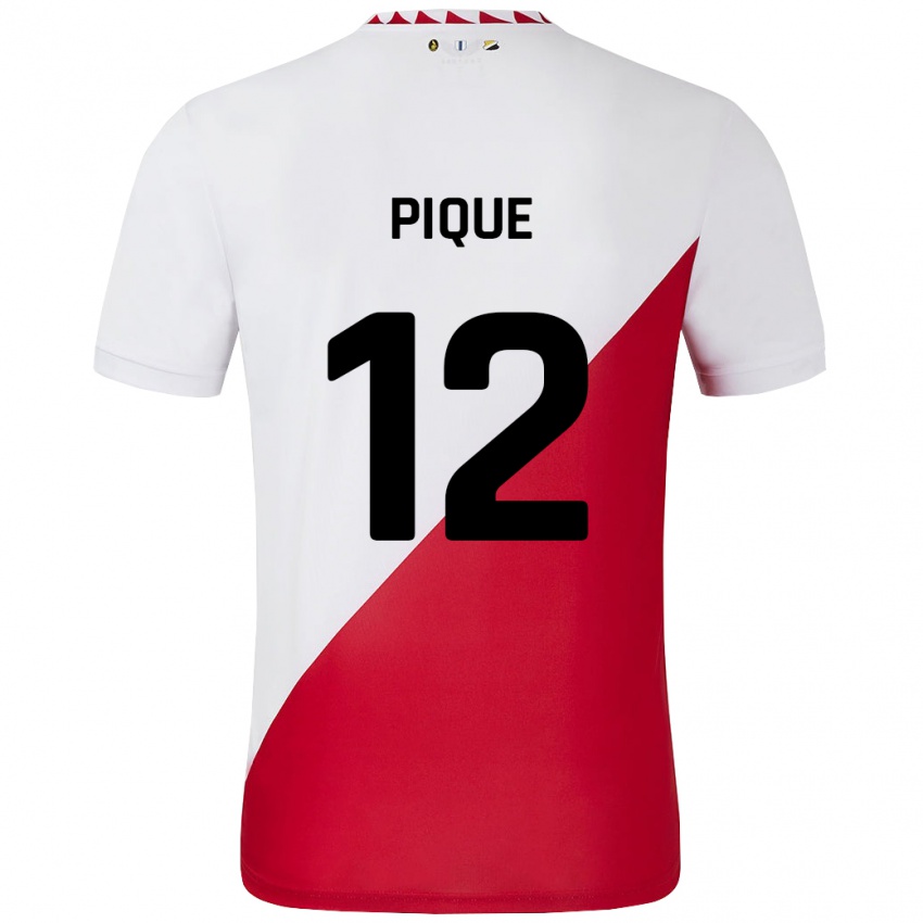 Niño Camiseta Naomi Piqué #12 Blanco Rojo 1ª Equipación 2024/25 La Camisa Chile