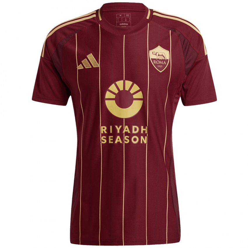 Niño Camiseta Mattia Mannini #16 Rojo Marrón Dorado 1ª Equipación 2024/25 La Camisa Chile