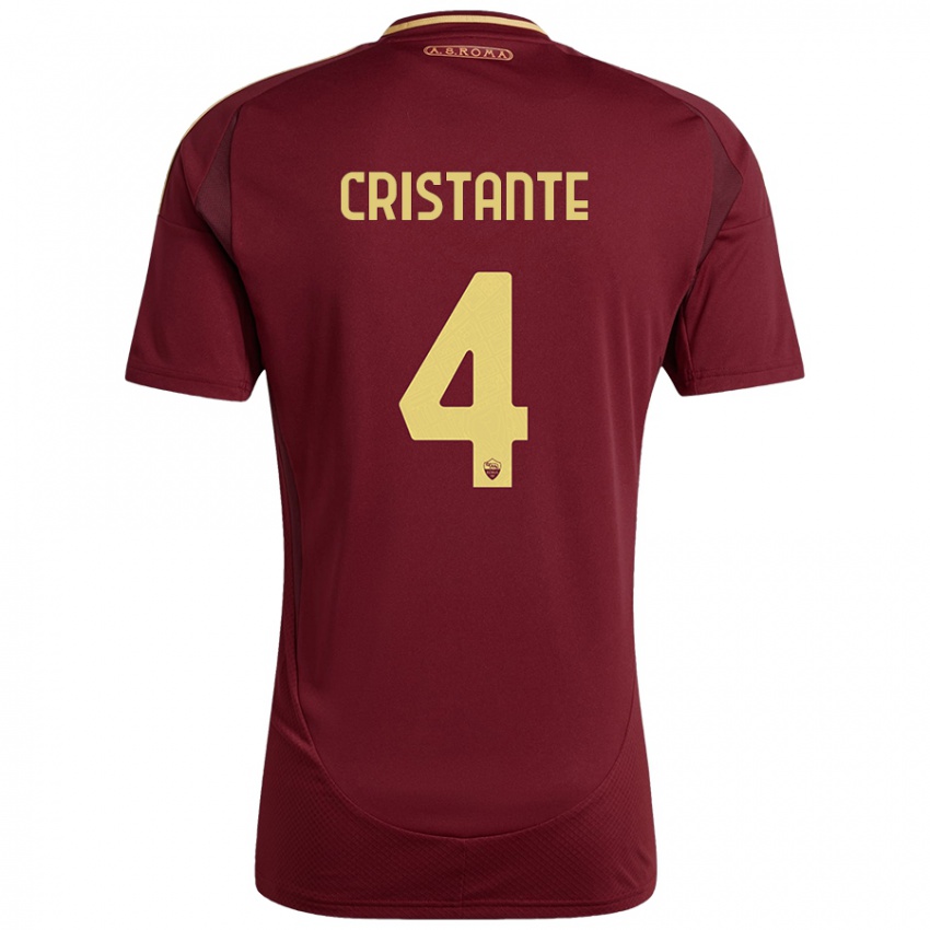 Niño Camiseta Bryan Cristante #4 Rojo Marrón Dorado 1ª Equipación 2024/25 La Camisa Chile