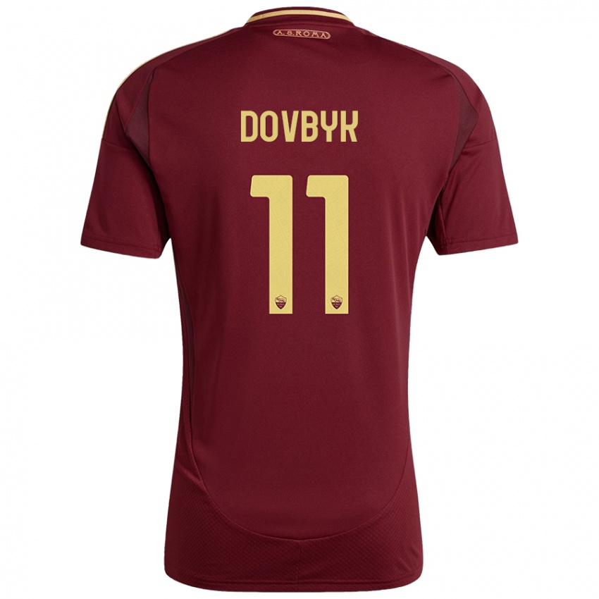 Niño Camiseta Artem Dovbyk #11 Rojo Marrón Dorado 1ª Equipación 2024/25 La Camisa Chile