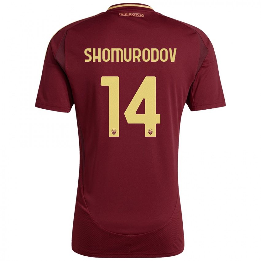 Niño Camiseta Eldor Shomurodov #14 Rojo Marrón Dorado 1ª Equipación 2024/25 La Camisa Chile