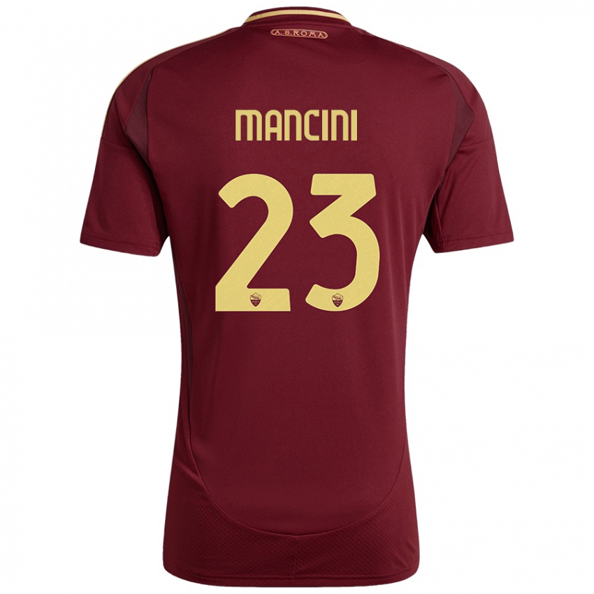 Niño Camiseta Gianluca Mancini #23 Rojo Marrón Dorado 1ª Equipación 2024/25 La Camisa Chile