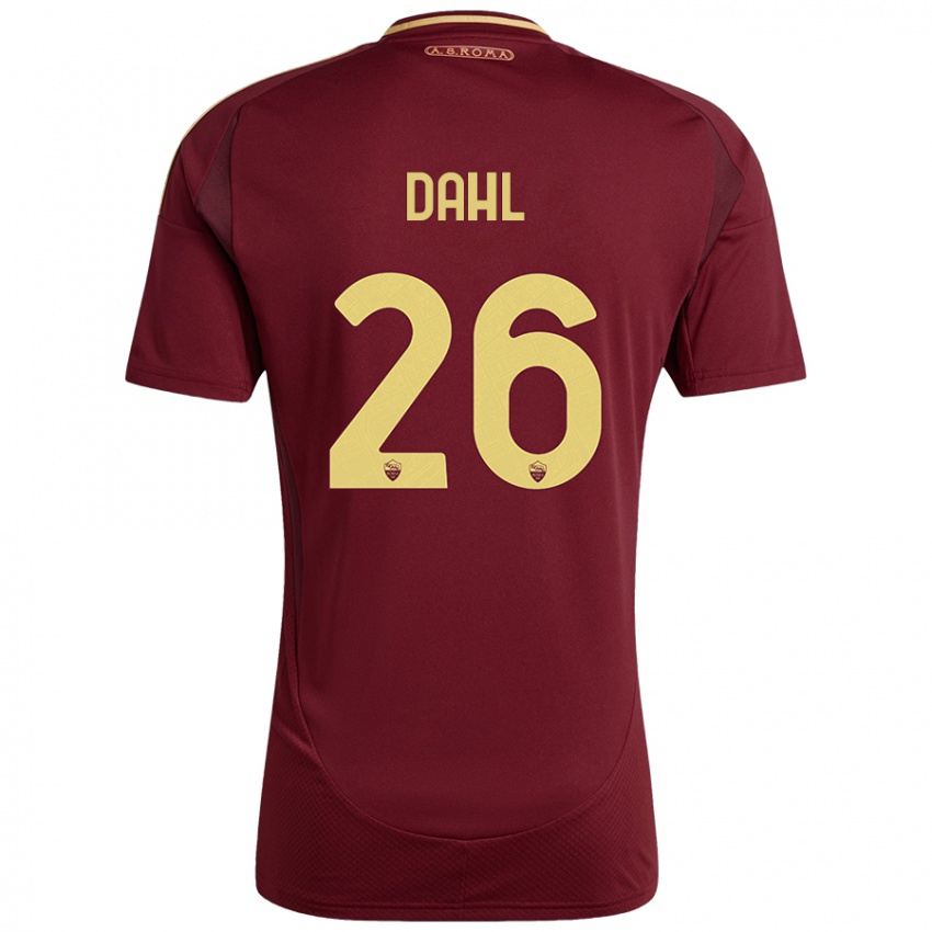 Niño Camiseta Samuel Dahl #26 Rojo Marrón Dorado 1ª Equipación 2024/25 La Camisa Chile