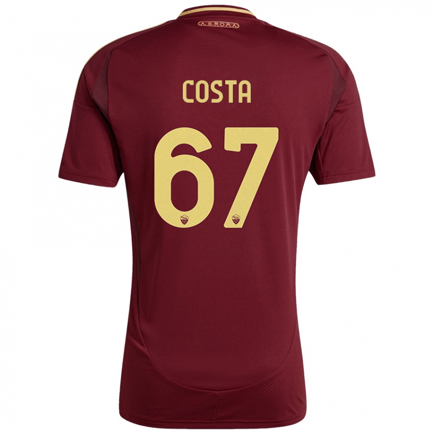 Niño Camiseta João Costa #67 Rojo Marrón Dorado 1ª Equipación 2024/25 La Camisa Chile