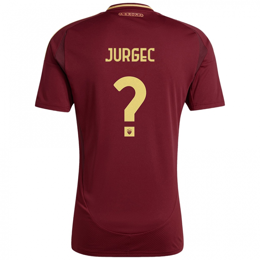 Niño Camiseta Jan Jurgec #0 Rojo Marrón Dorado 1ª Equipación 2024/25 La Camisa Chile