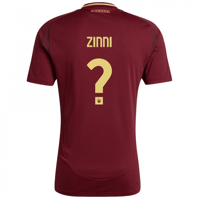 Niño Camiseta Raul Zinni #0 Rojo Marrón Dorado 1ª Equipación 2024/25 La Camisa Chile