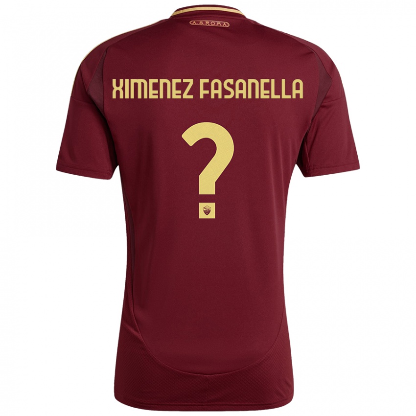 Niño Camiseta Rafael Ximenez Fasanella #0 Rojo Marrón Dorado 1ª Equipación 2024/25 La Camisa Chile