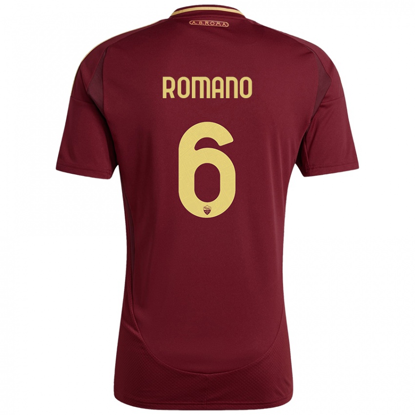 Niño Camiseta Alessandro Romano #6 Rojo Marrón Dorado 1ª Equipación 2024/25 La Camisa Chile