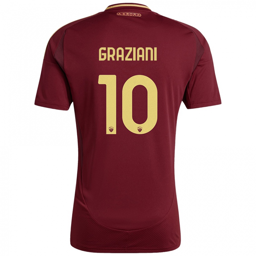 Niño Camiseta Leonardo Graziani #10 Rojo Marrón Dorado 1ª Equipación 2024/25 La Camisa Chile