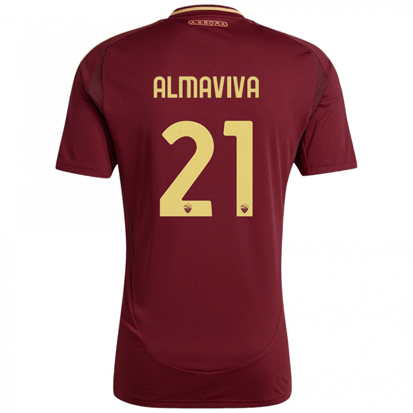 Niño Camiseta Mattia Almaviva #21 Rojo Marrón Dorado 1ª Equipación 2024/25 La Camisa Chile