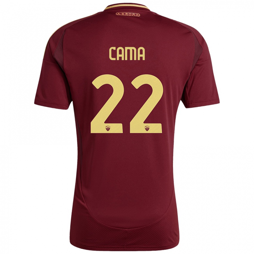 Niño Camiseta Cristian Cama #22 Rojo Marrón Dorado 1ª Equipación 2024/25 La Camisa Chile