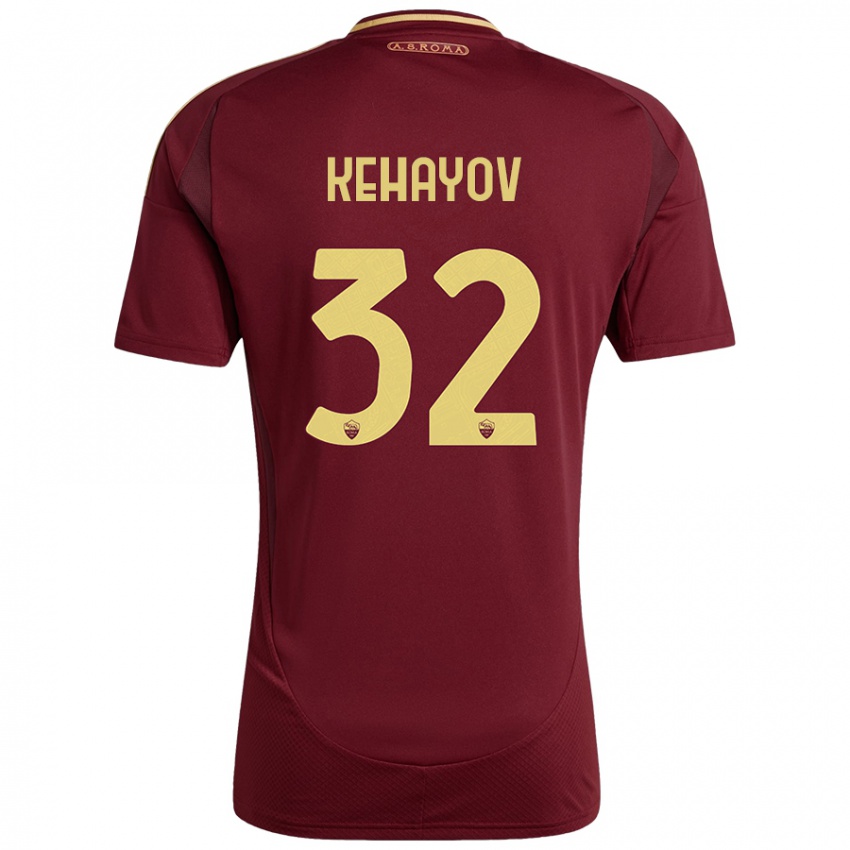 Niño Camiseta Atanas Kehayov #32 Rojo Marrón Dorado 1ª Equipación 2024/25 La Camisa Chile