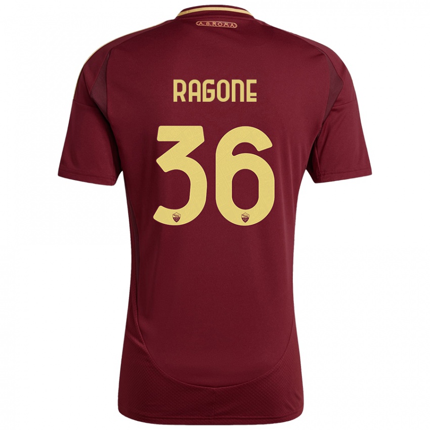 Niño Camiseta Diego Ragone #36 Rojo Marrón Dorado 1ª Equipación 2024/25 La Camisa Chile