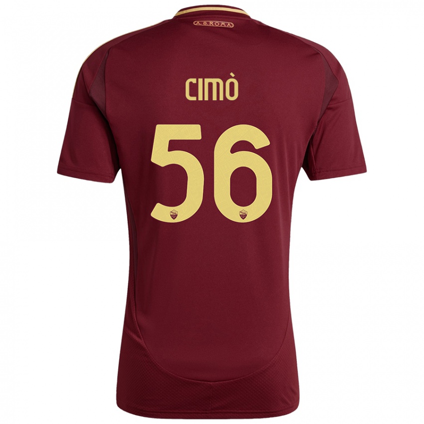 Niño Camiseta Giada Cimò #56 Rojo Marrón Dorado 1ª Equipación 2024/25 La Camisa Chile