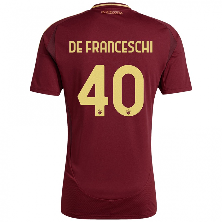 Niño Camiseta Leonardo De Franceschi #40 Rojo Marrón Dorado 1ª Equipación 2024/25 La Camisa Chile