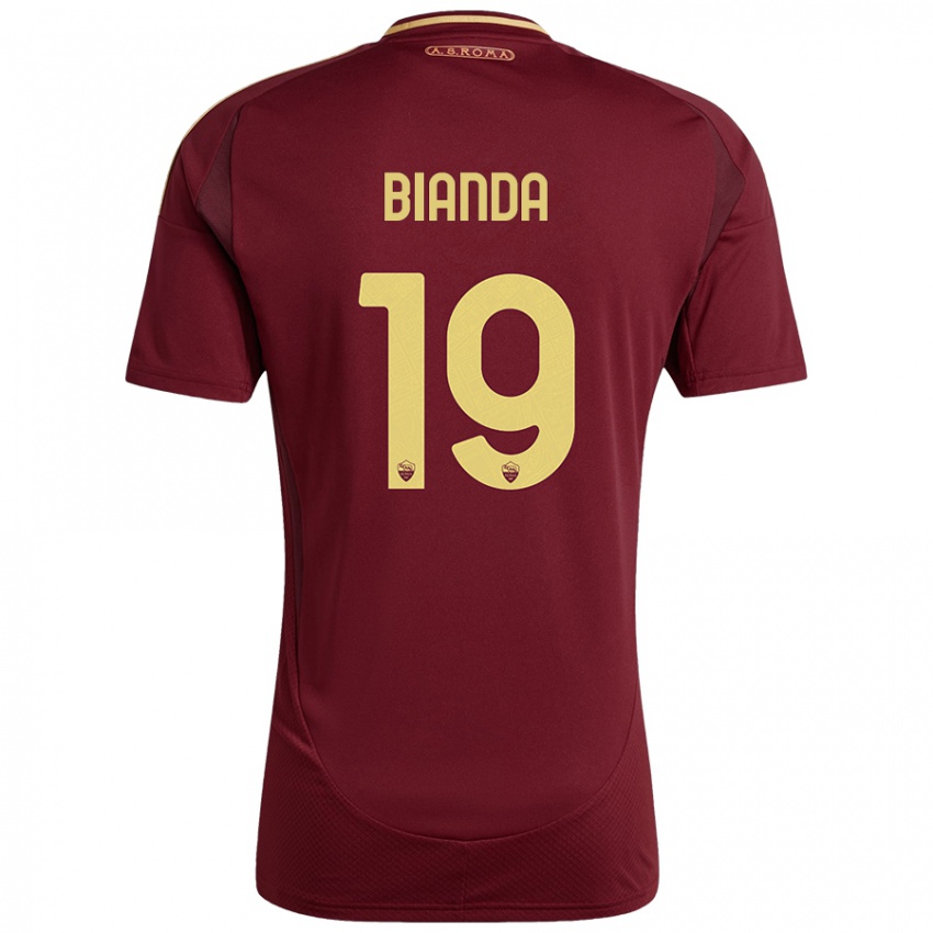 Niño Camiseta William Bianda #19 Rojo Marrón Dorado 1ª Equipación 2024/25 La Camisa Chile