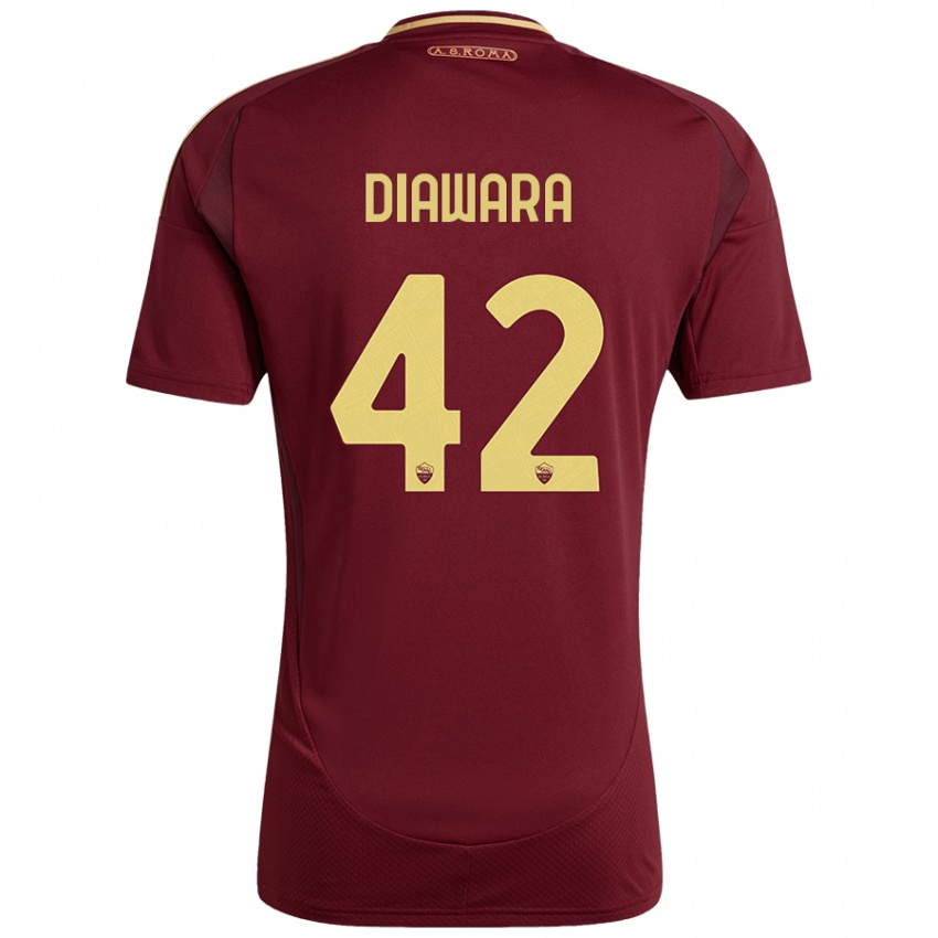 Niño Camiseta Amadou Diawara #42 Rojo Marrón Dorado 1ª Equipación 2024/25 La Camisa Chile