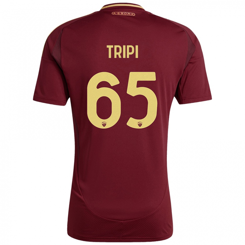 Niño Camiseta Filippo Tripi #65 Rojo Marrón Dorado 1ª Equipación 2024/25 La Camisa Chile