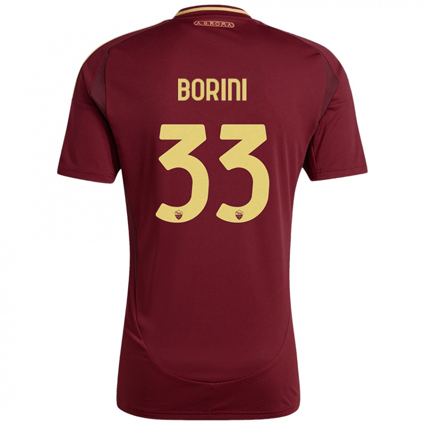 Niño Camiseta Joyce Borini #33 Rojo Marrón Dorado 1ª Equipación 2024/25 La Camisa Chile