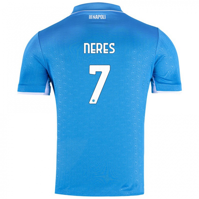 Niño Camiseta David Neres #7 Azul Cielo 1ª Equipación 2024/25 La Camisa Chile